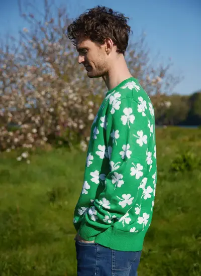 Unisex Green Knit Shamrock Sweater